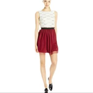 Speechless Junior 7 dress burgundy and ivory lace